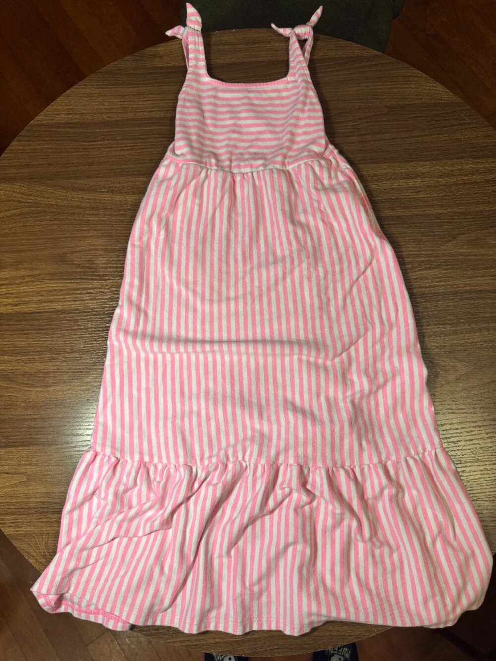 Cat & Jack Girls Pink & White Striped Tiered Sundress – Size Small (6/7)